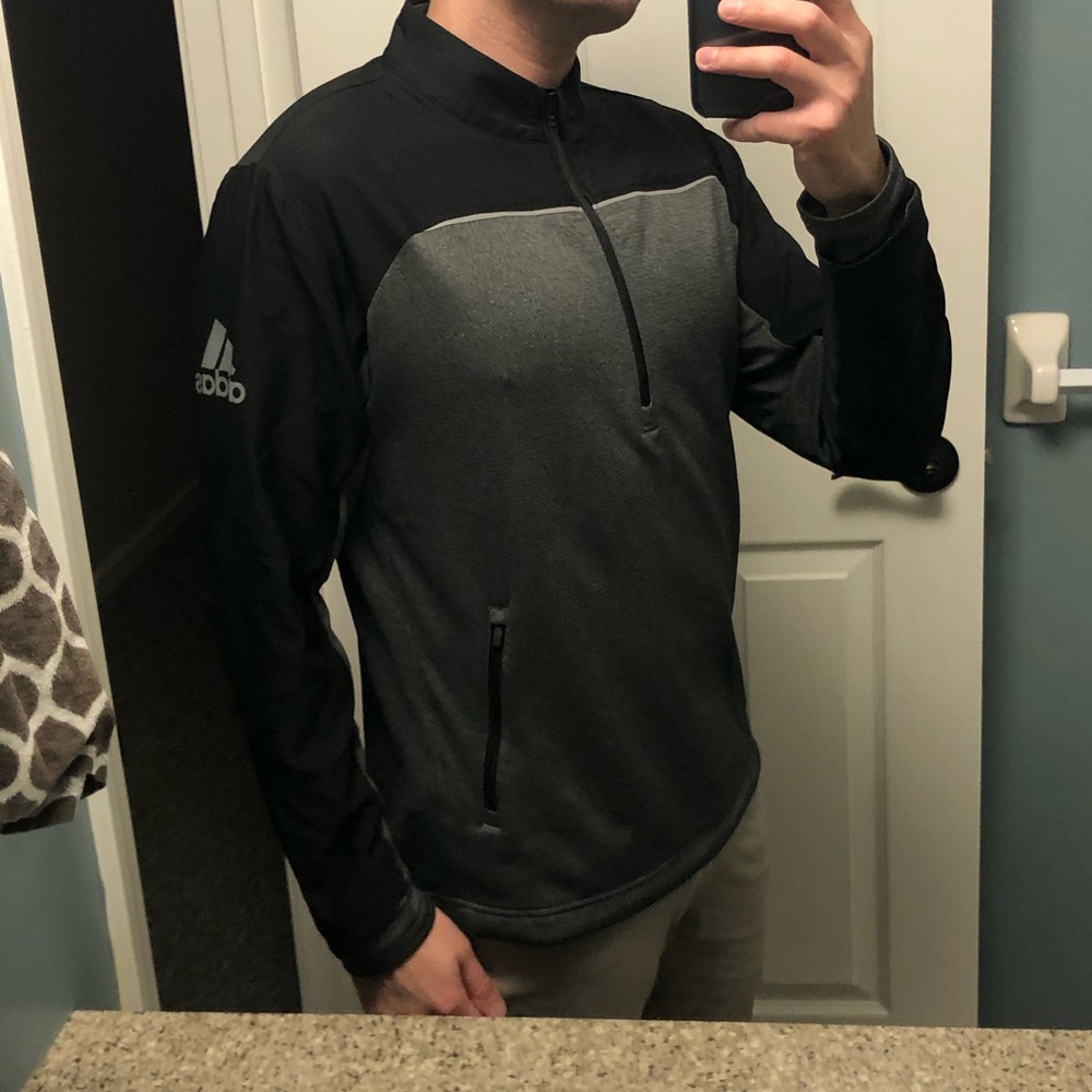 Adidas Gold Black 1/4 Zip Pull Over Jacket
